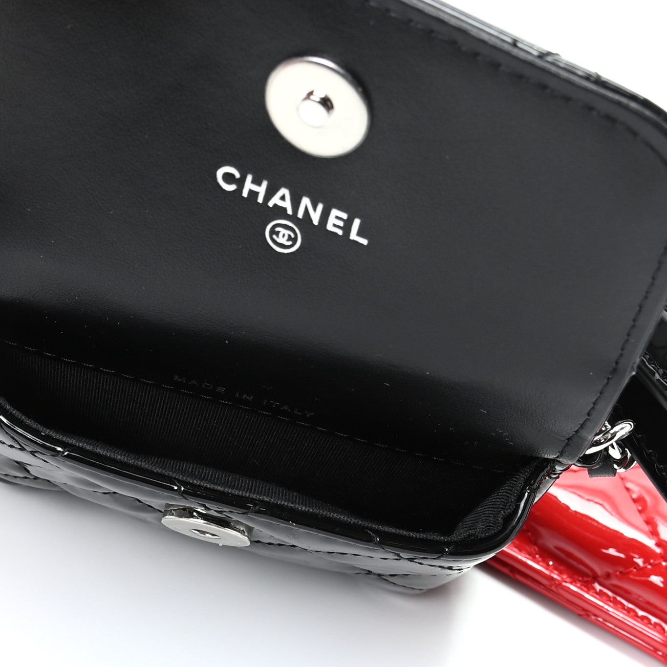 Patent Quilted Belt In Love Double Mini Flap Waist Bag Black Red