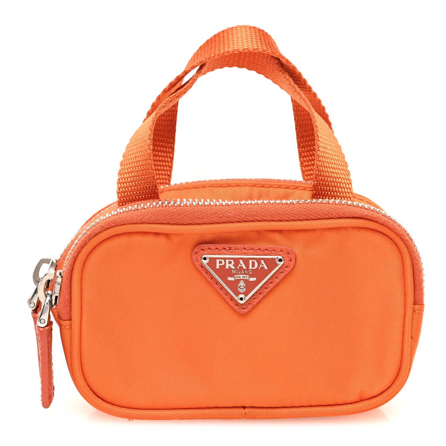 Prada Nylon Saffiano Mini Top Handle Bag Orange 1 of 6