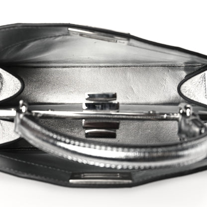 Fendi Rock Millenium Laminata Small Peekaboo I SEE U Satchel Argento 5 of 6