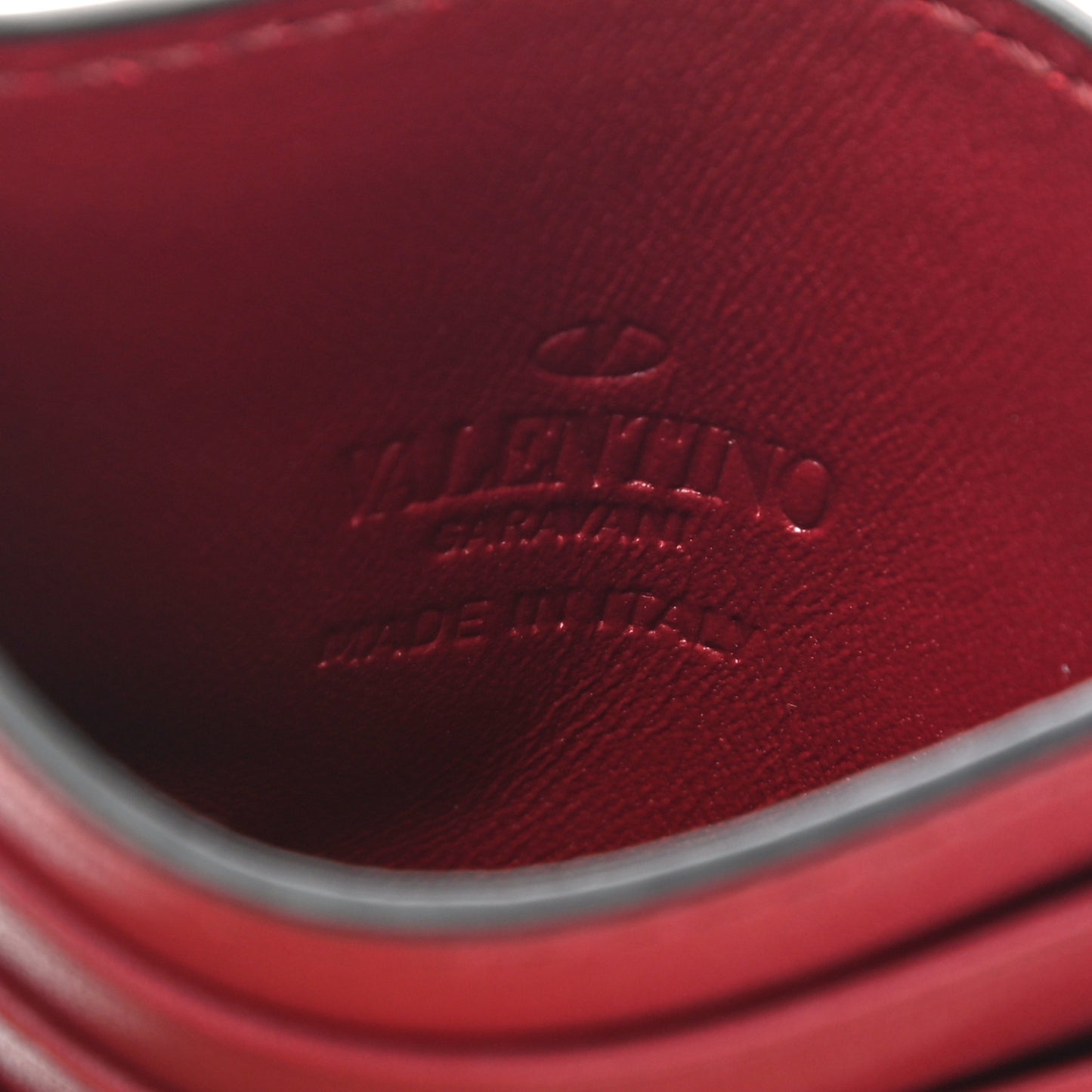 Calfskin VLogo Signature Card Holder Red