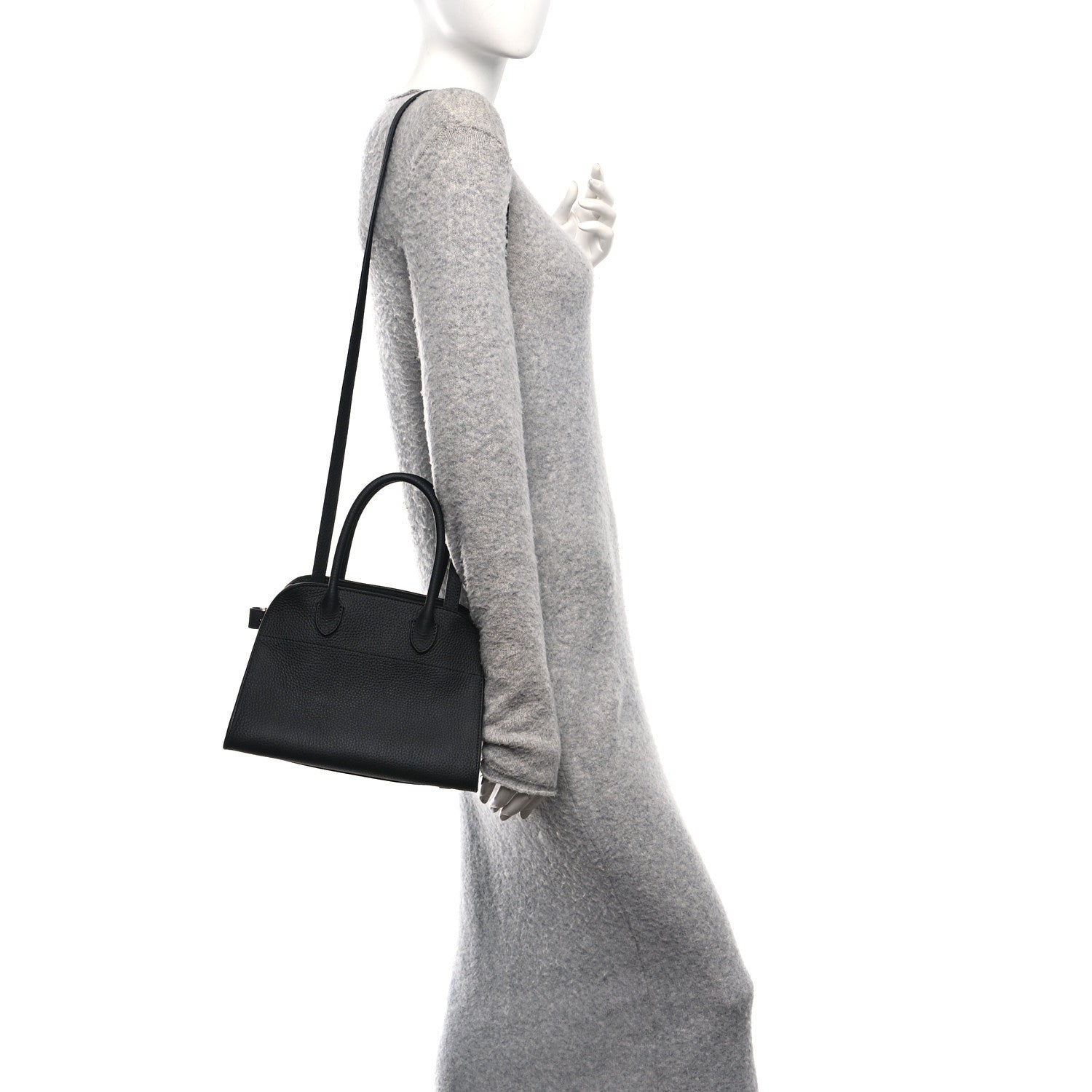 The Row Grained Calfskin Soft Margaux 10 Bag Black 2 of 9