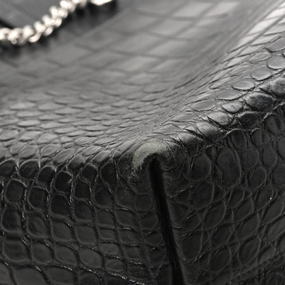 Saint Laurent Calfskin Crocodile Embossed Large Shopper Tote Black 12 of 12