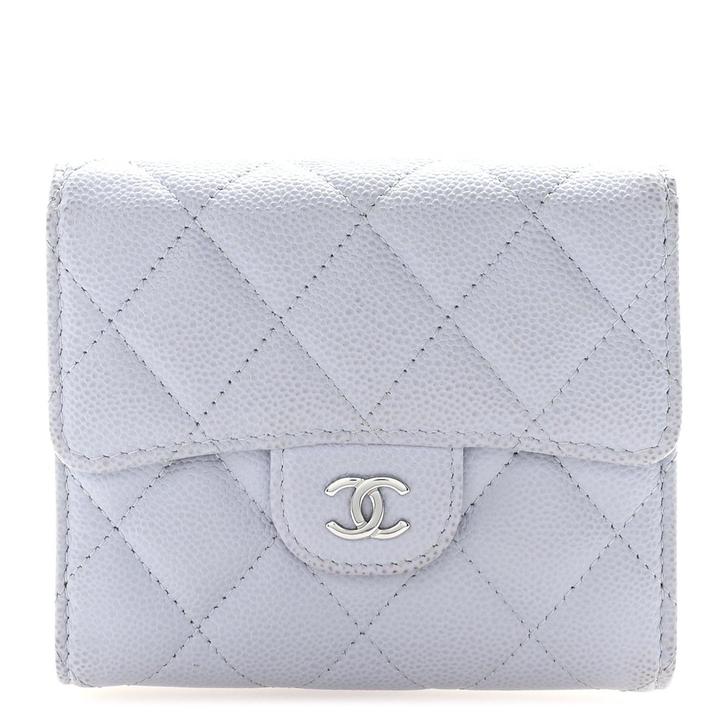 Caviar Quilted Compact Flap Wallet Light Blue