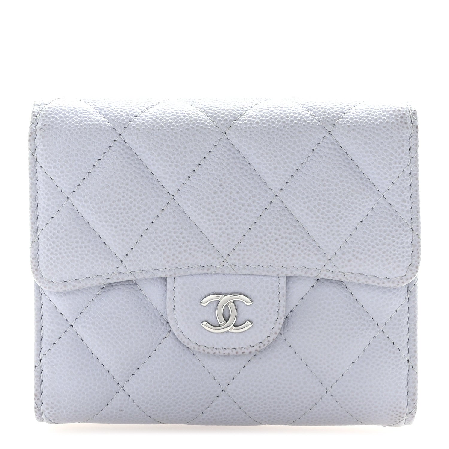Chanel Caviar Quilted Compact Flap Wallet Light Blue 1 of 9