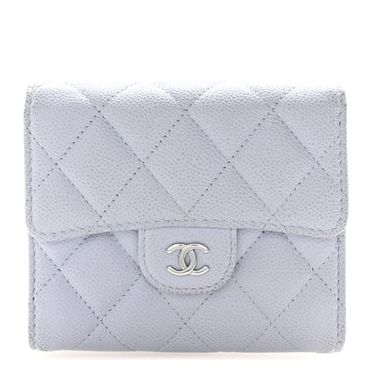 Chanel Caviar Quilted Compact Flap Wallet Light Blue 1 of 9