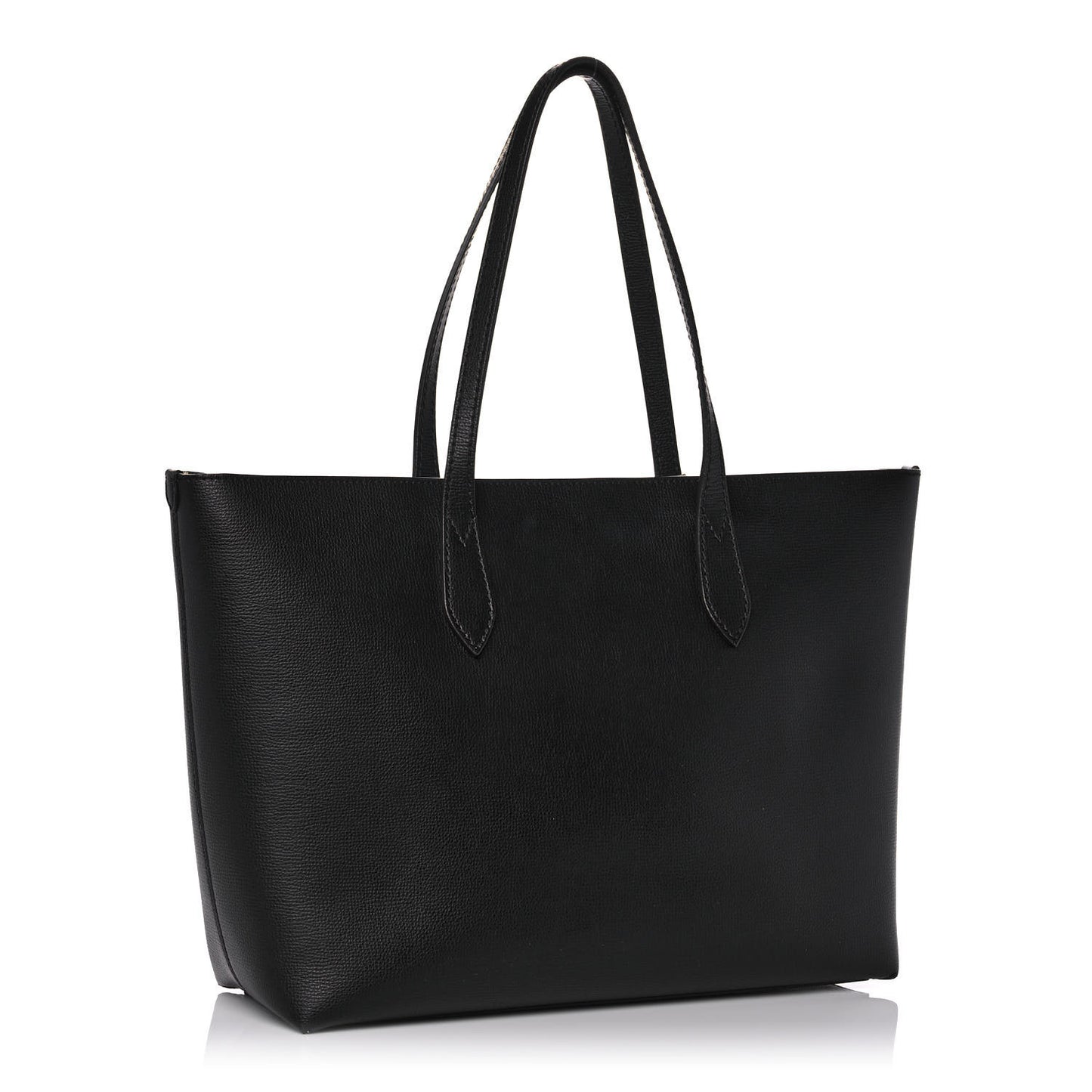 Grainy Calfskin Haymarket Colours Check Medium Zip Tote Black