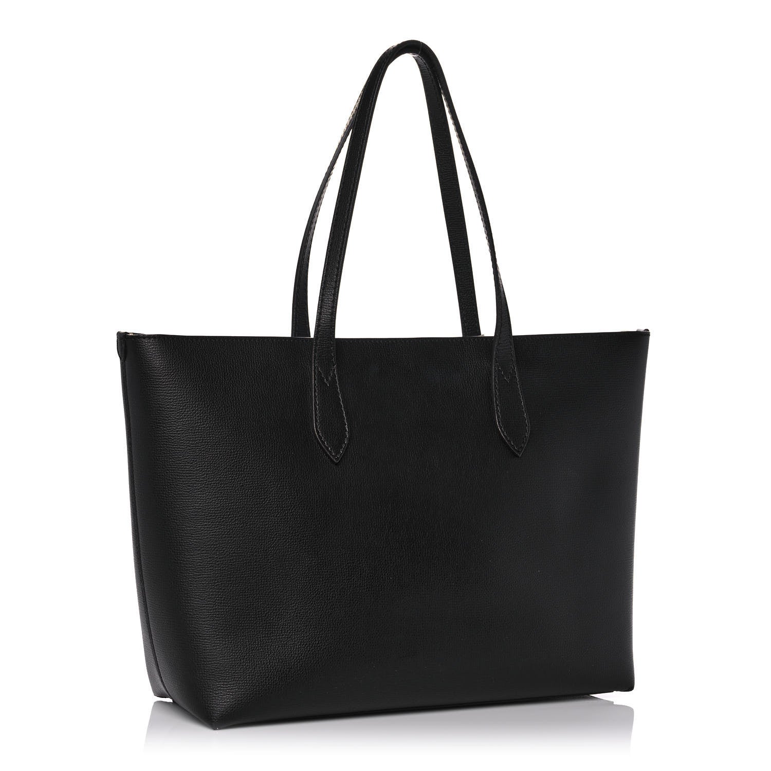Burberry Grainy Calfskin Haymarket Colours Check Medium Zip Tote Black 3 of 10