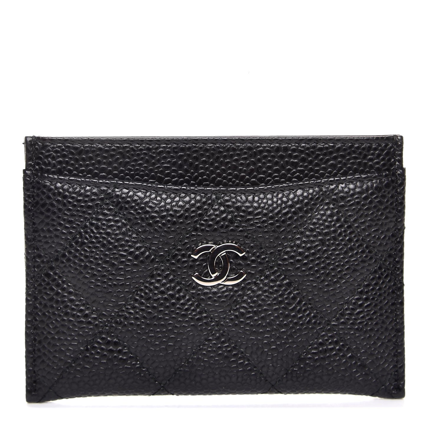 Caviar Quilted Card Holder Black