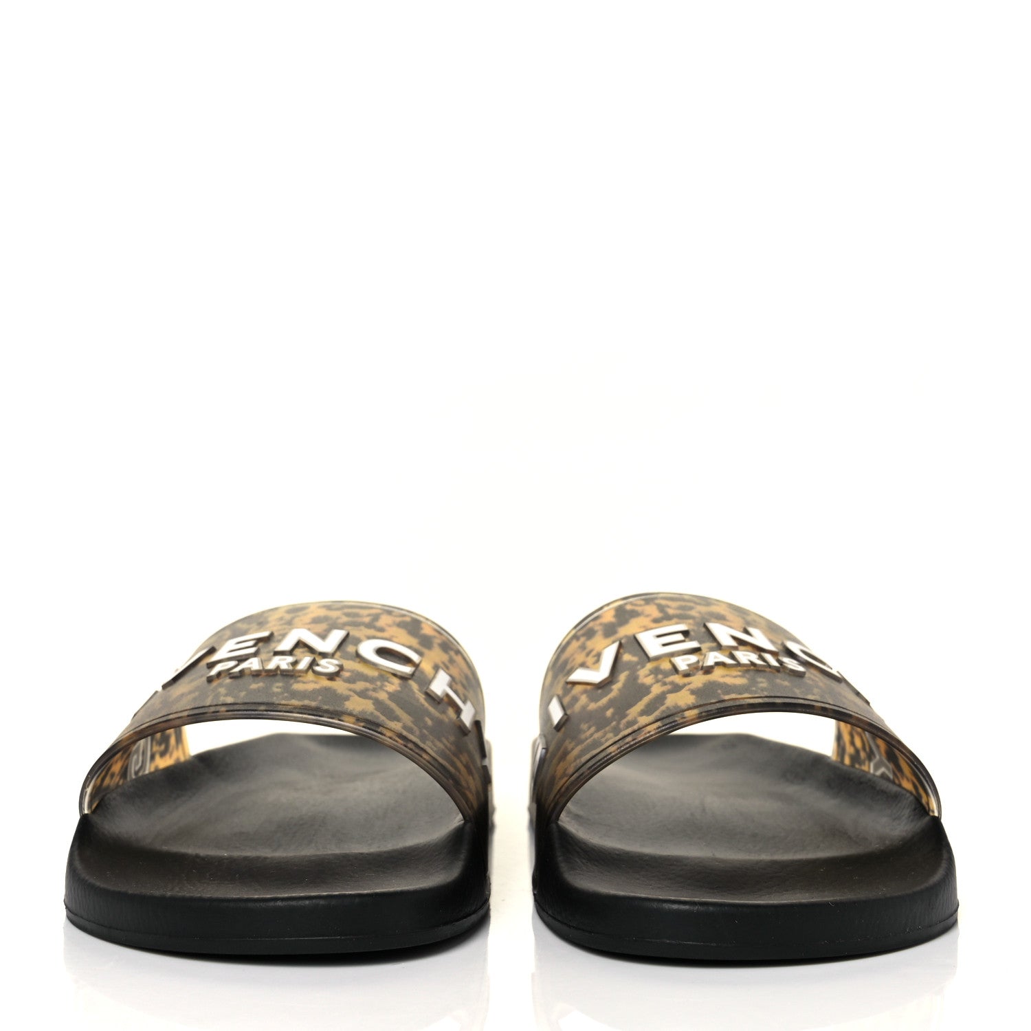 Givenchy Rubber Logo Marble Effect Mens Pool Slide Sandals 42 Black Yellow 2 of 8