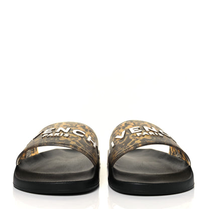Givenchy Rubber Logo Marble Effect Mens Pool Slide Sandals 42 Black Yellow 2 of 8