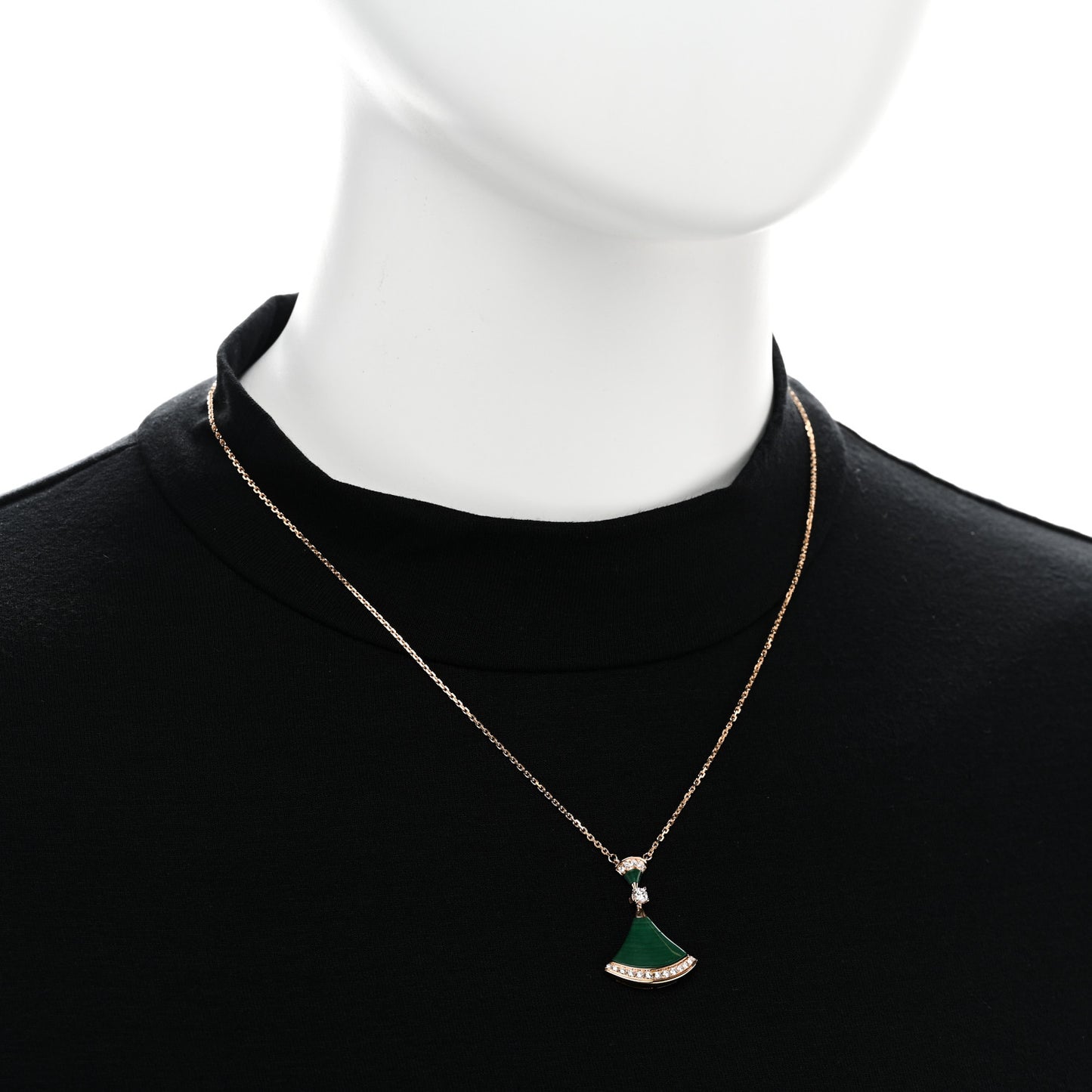 18K Rose Gold Diamond Malachite Divas' Dream Pendant Necklace