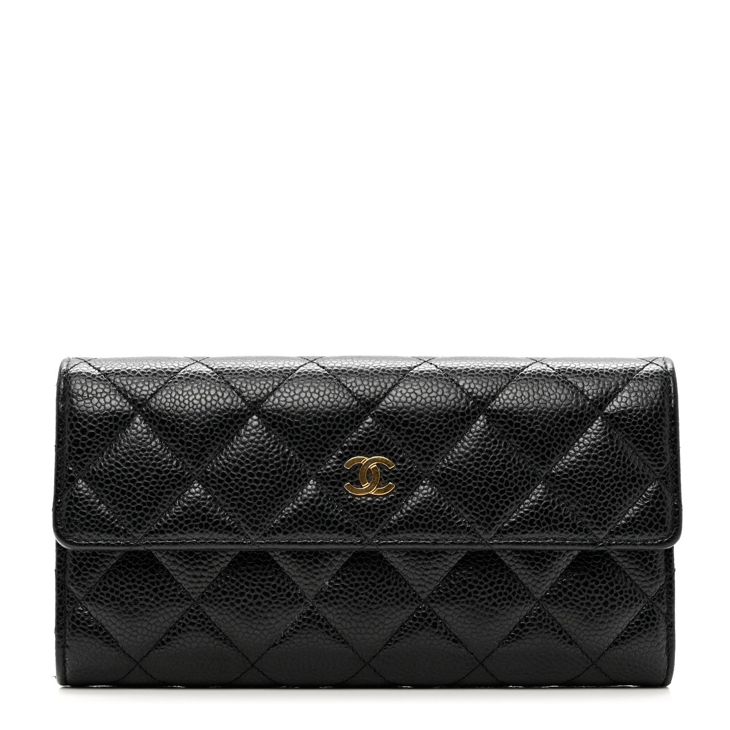 Chanel Caviar Quilted Large Gusset Flap Wallet Black 1 of 9