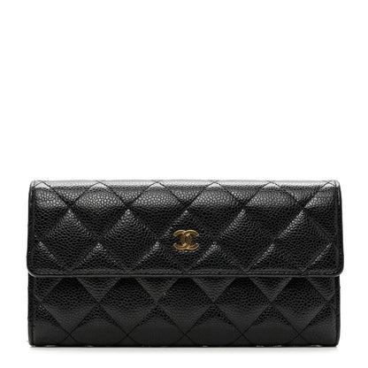 Chanel Caviar Quilted Large Gusset Flap Wallet Black 1 of 9