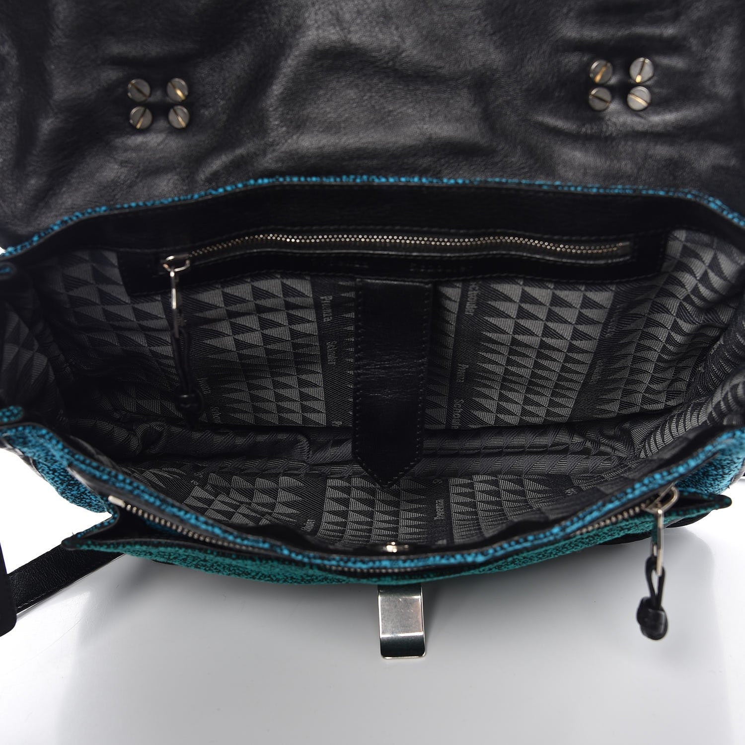 Proenza Schouler Tweed Calfskin Medium PS1 Satchel Emerald Cerulean Ocean 5 of 10