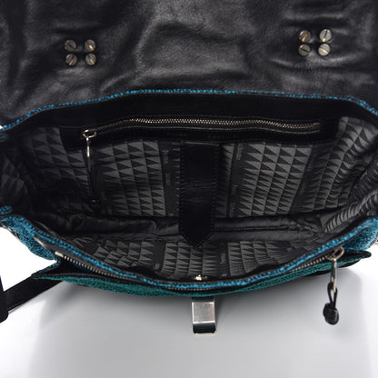 Proenza Schouler Tweed Calfskin Medium PS1 Satchel Emerald Cerulean Ocean 5 of 10