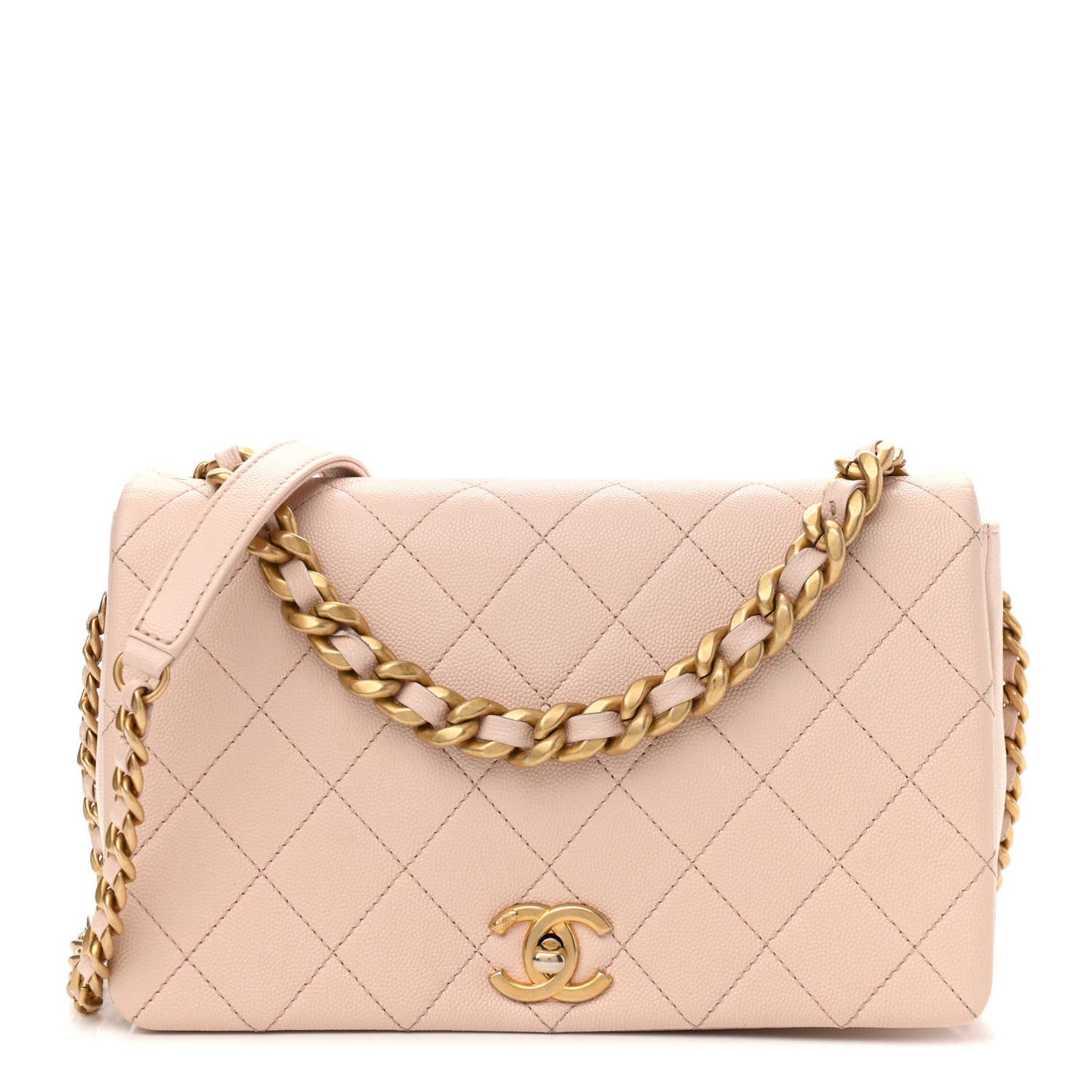 Caviar Quilted Medium Fashion Therapy Flap Beige