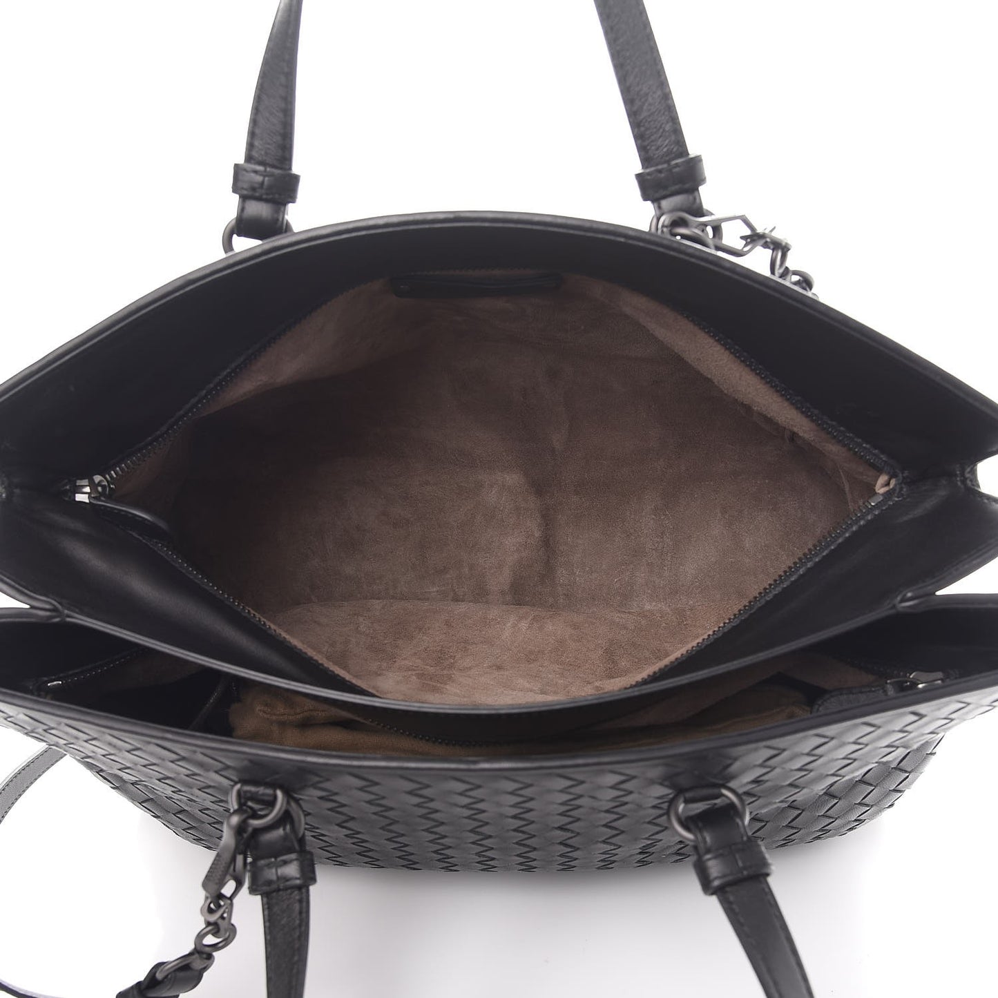 Nappa Intrecciato Large Top Handle Tote Black