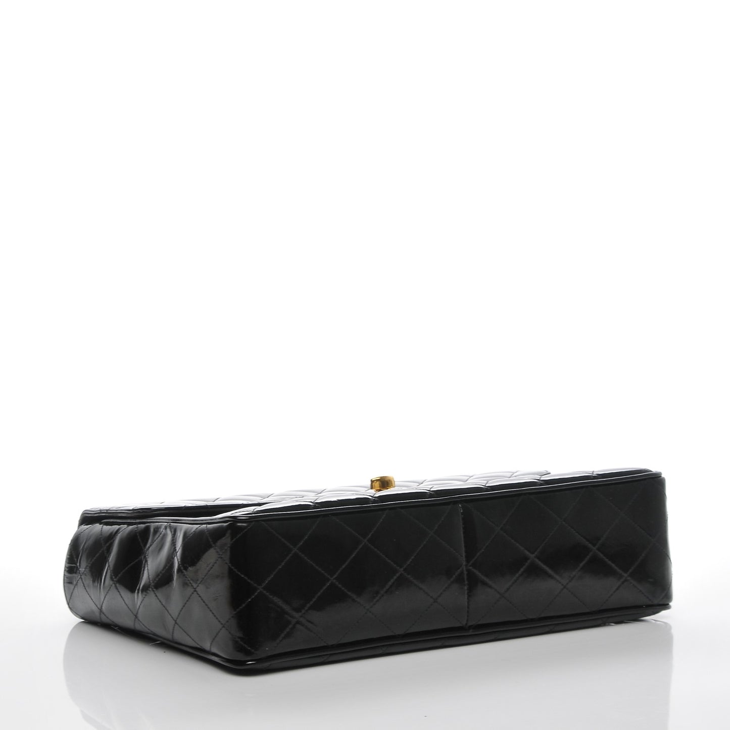 Patent Quilted Jumbo Flap Black