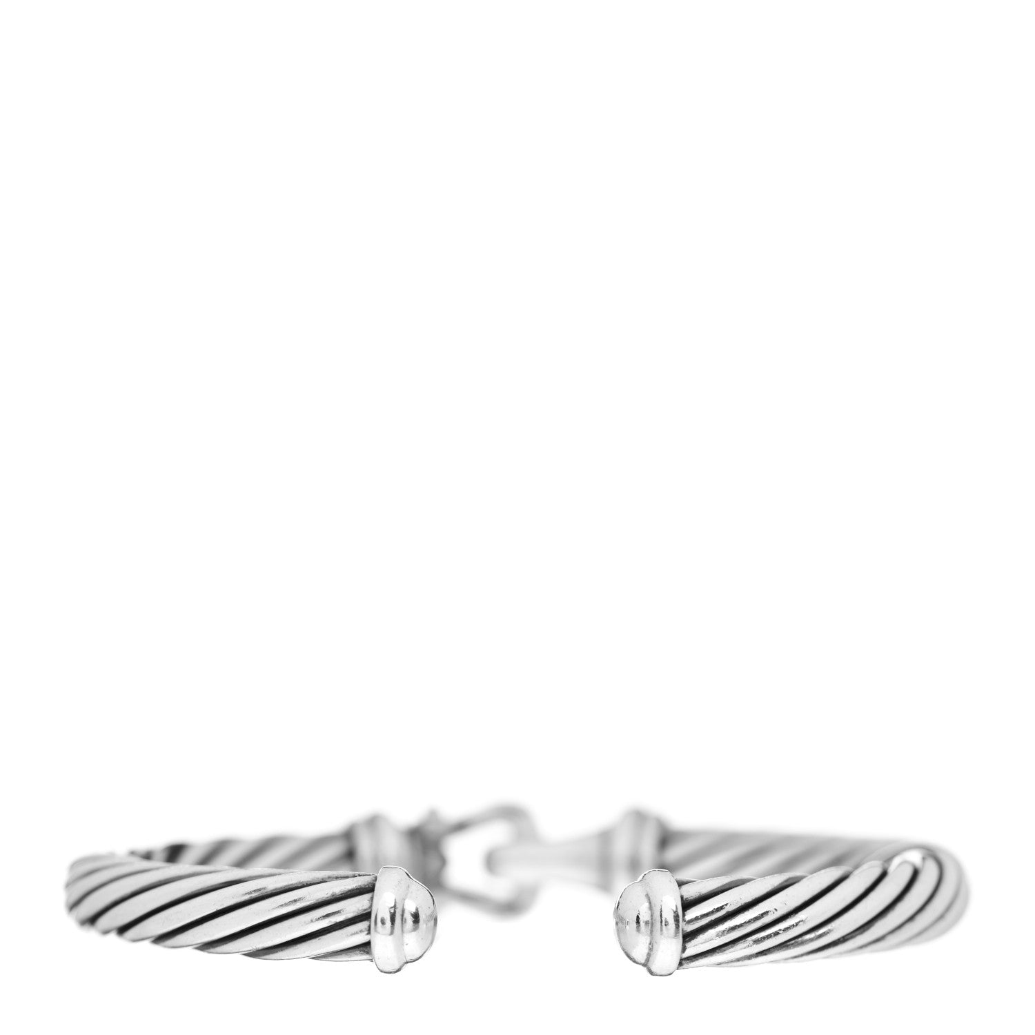 David Yurman Sterling Silver Diamond 7mm Cable Buckle Cuff Bracelet 3 of 5
