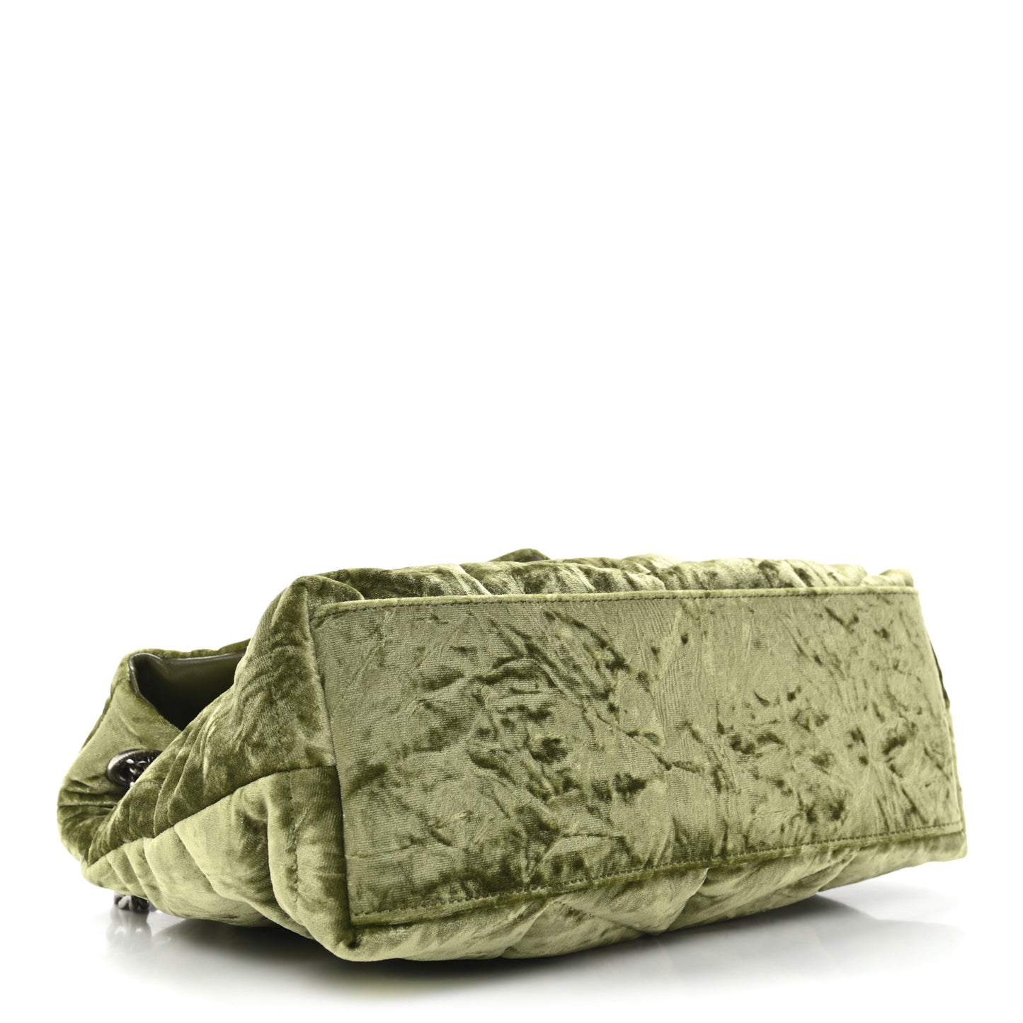 Crushed Velvet Quilted Small Loulou Puffer Monogram Chain Satchel Green