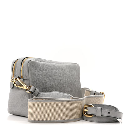 Prada Vitello Daino Soft Medium Double Zip Shoulder Bag Ardesia 3 of 9