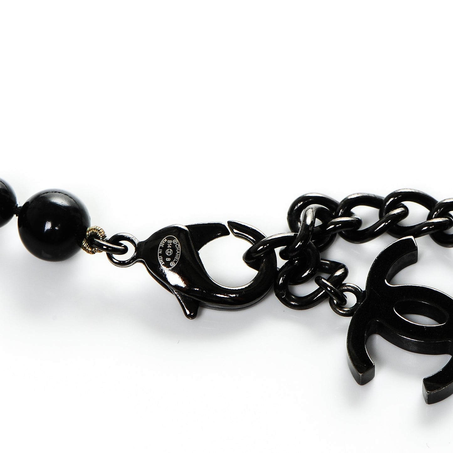 Ruthenium Pearl Bead CC Short Necklace Black