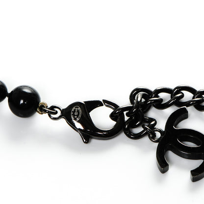 Chanel Ruthenium Pearl Bead CC Short Necklace Black 3 of 4