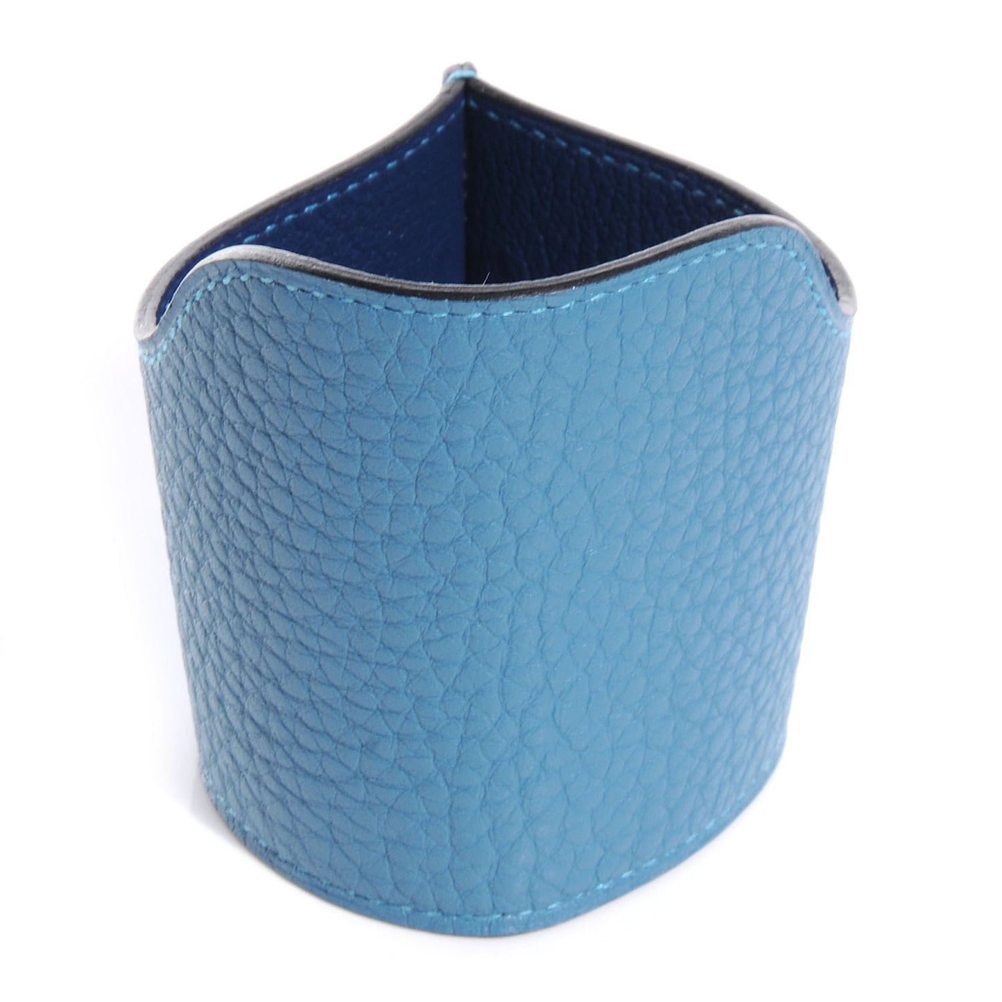 Taurillon Clemence Petit H Cup Holder Blue Jean