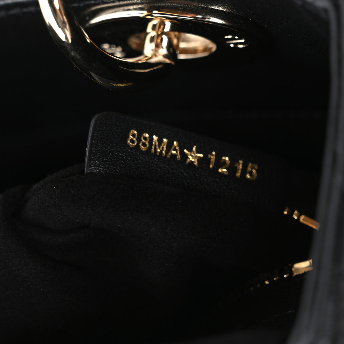 Lambskin Cannage Small Lady Dior With Strap Black