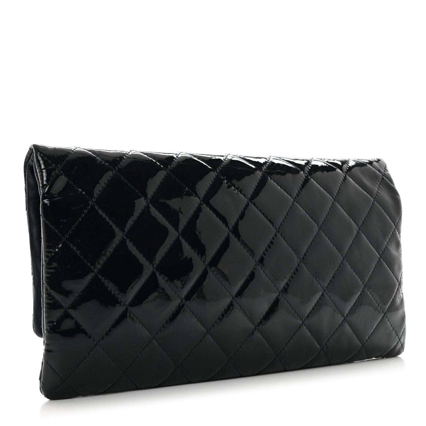 Patent Calfskin Quilted Beauty CC Clutch Dark Blue