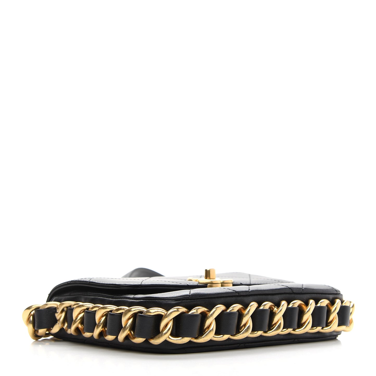 Calfskin Quilted Small Framing Chain Bag Black
