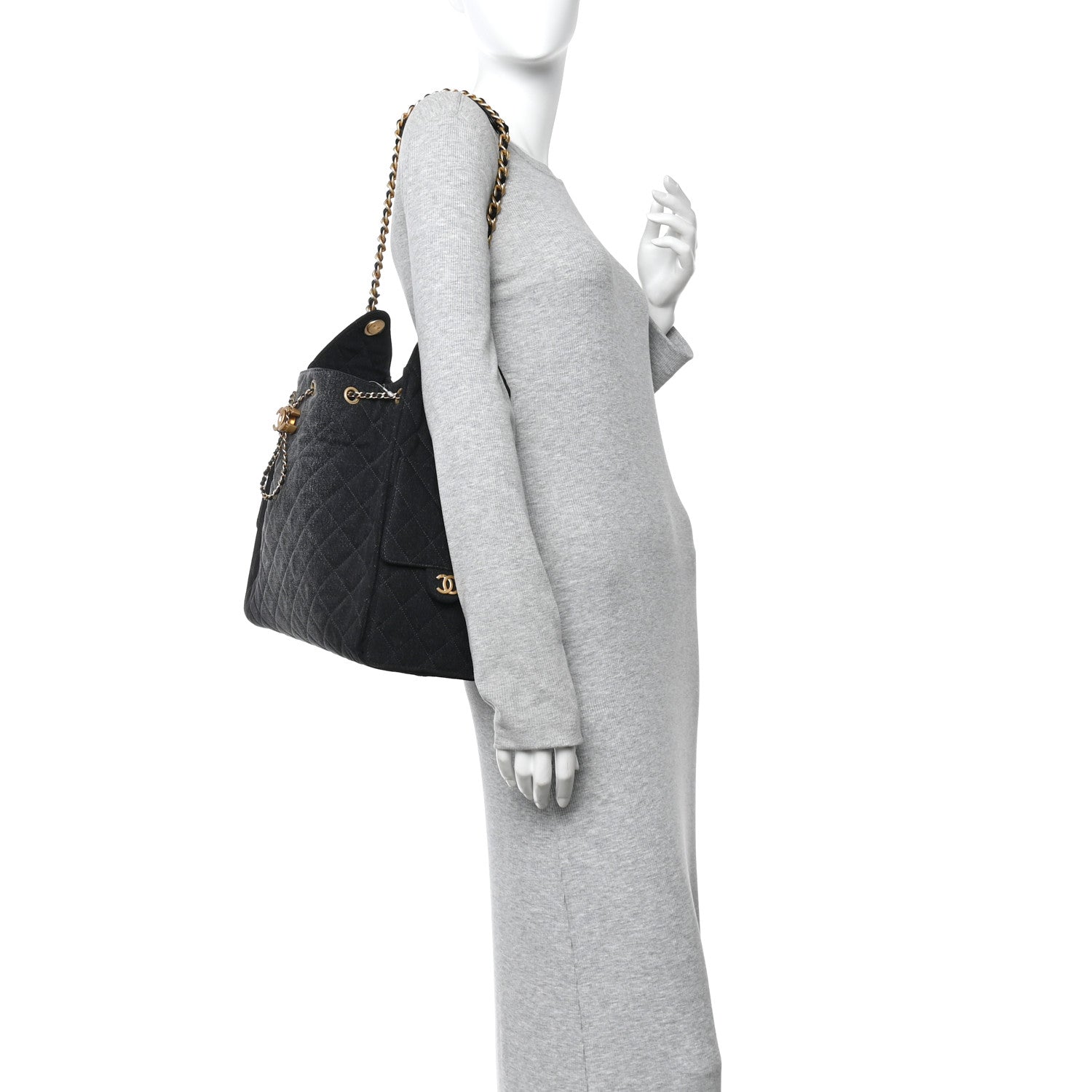 Chanel Washed Denim Quilted Medium Chanel 25 Handbag Black 2 of 12