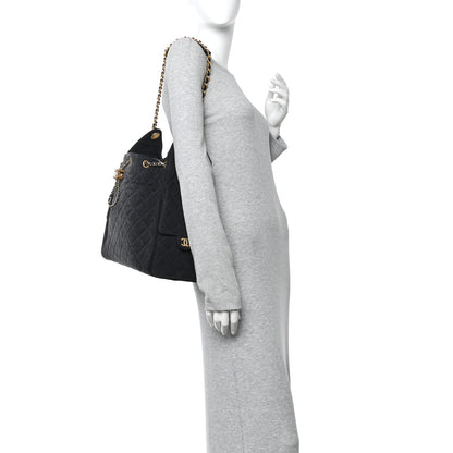 Chanel Washed Denim Quilted Medium Chanel 25 Handbag Black 2 of 12