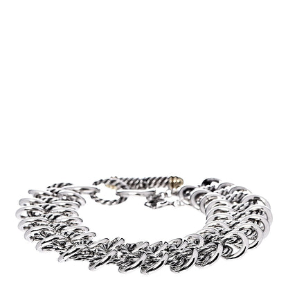 David Yurman Sterling Silver 18K Yellow Gold Atlas Chainmail Link Bracelet 1 of 4