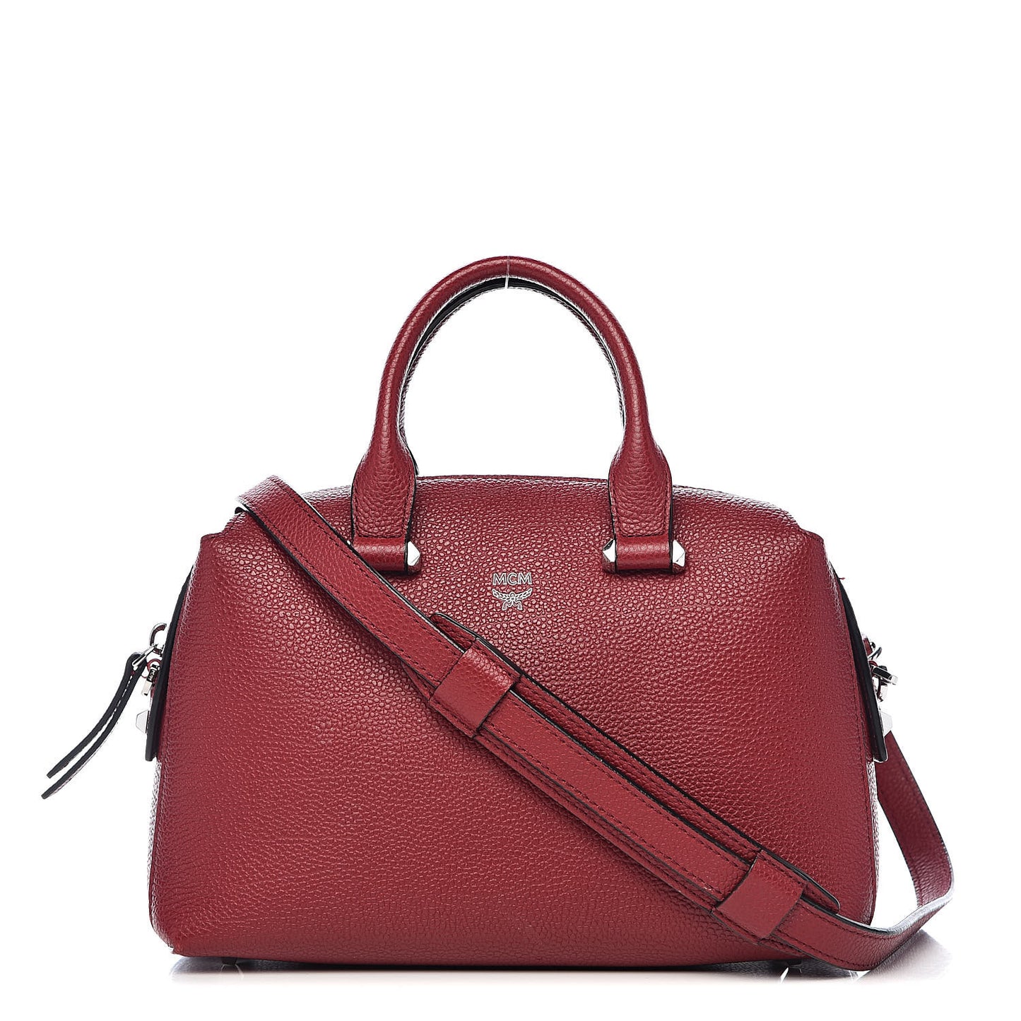 Grained Calfskin Small Ella Boston Burgundy