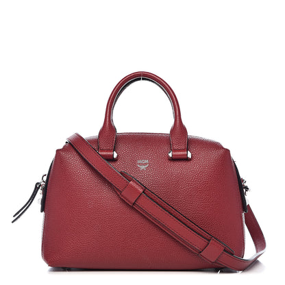 MCM Grained Calfskin Small Ella Boston Burgundy 1 of 14