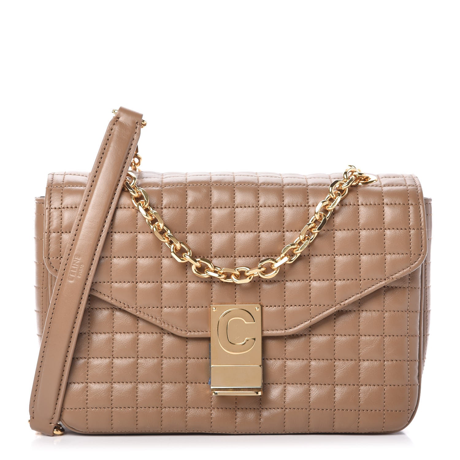 Celine Calfskin Quilted Medium C Bag Camel 2 of 19