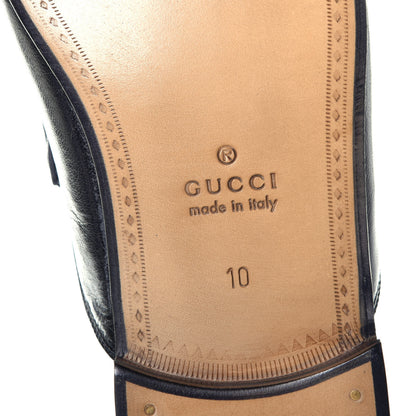 Gucci Goatskin Stripe Mens Horsebit Slingback Slippers 10 Black 7 of 10