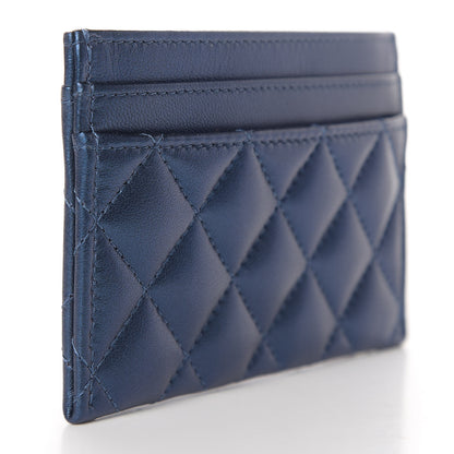 Chanel Metallic Lambskin Quilted Boy Card Holder Blue 3 of 12
