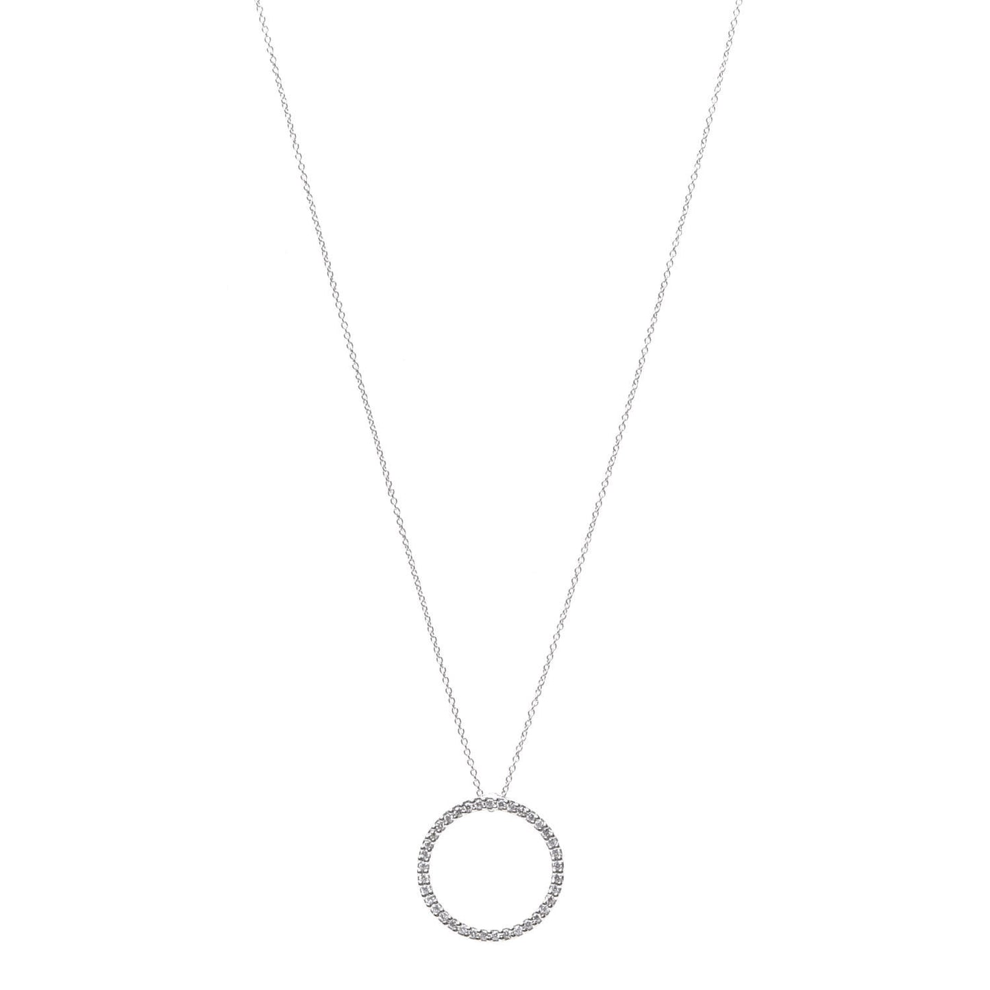 18K White Gold Diamond Medium Tiny Treasures Circle Pendant Necklace