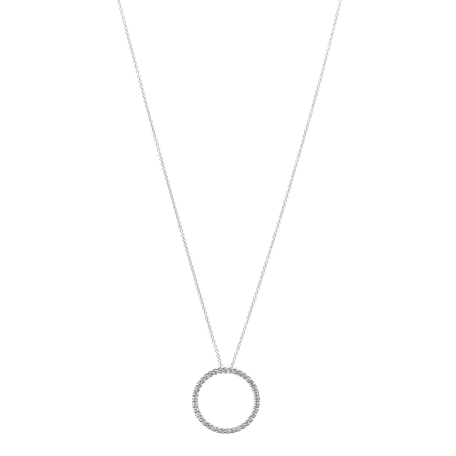 Roberto Coin 18K White Gold Diamond Medium Tiny Treasures Circle Pendant Necklace 1 of 6
