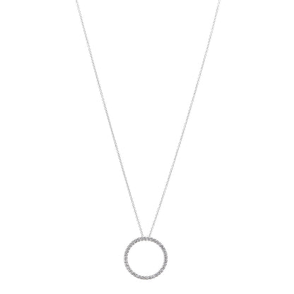 Roberto Coin 18K White Gold Diamond Medium Tiny Treasures Circle Pendant Necklace 1 of 6