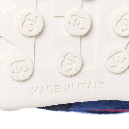 Chanel Wool Nylon Lambskin Suede Calfskin Womens Logo Sneakers 35.5 Navy Pink 6 of 9