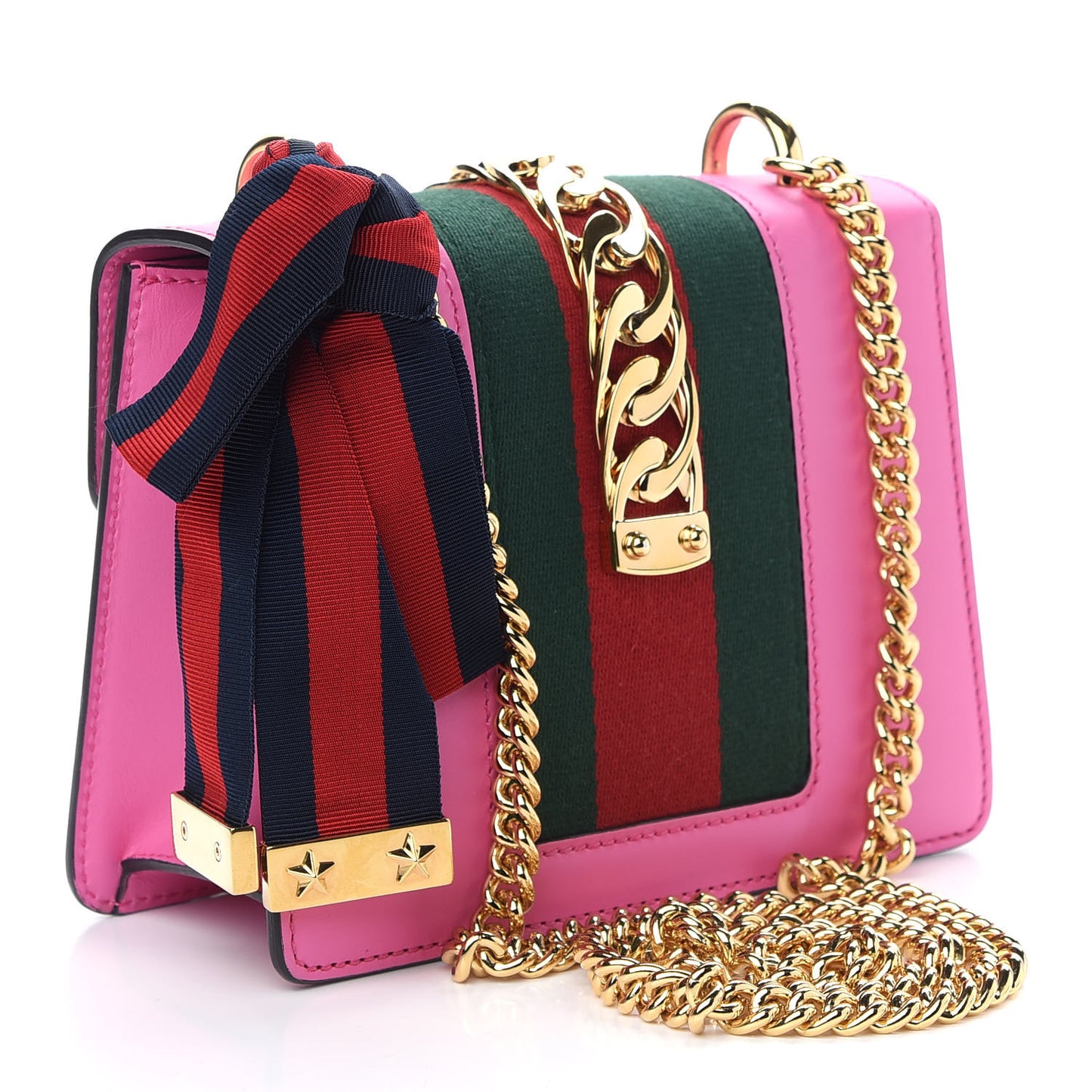Vitello Fontanella Web Mini Sylvie Chain Shoulder Bag Pink Tropical Flower