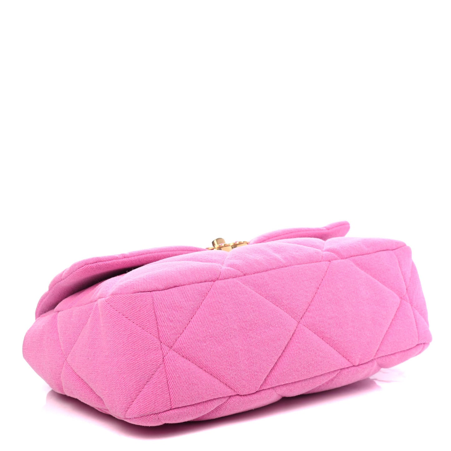 Denim Quilted Large Chanel 19 Flap Neon Pink