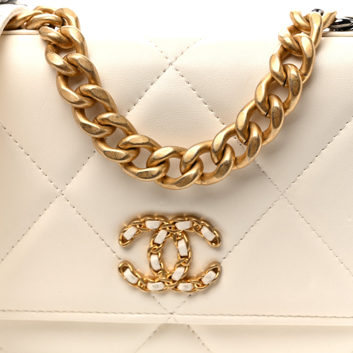 Chanel Lambskin Quilted Chanel 19 Wallet On Chain WOC White 9 of 11