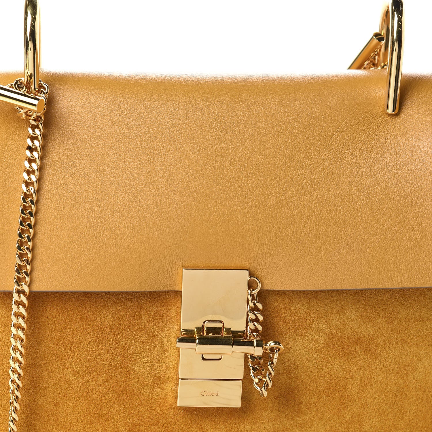Chloe Suede Smooth Calfskin Drew Shoulder Bag Sunflower 10 of 10