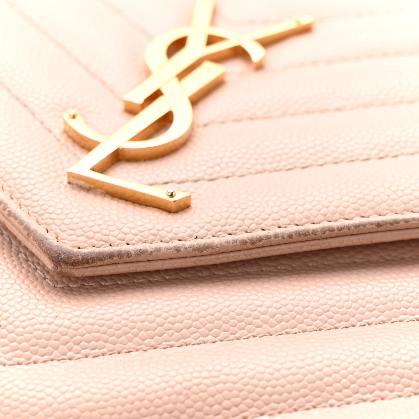 Grain De Poudre Matelasse Chevron Monogram Chain Wallet Pale Pink