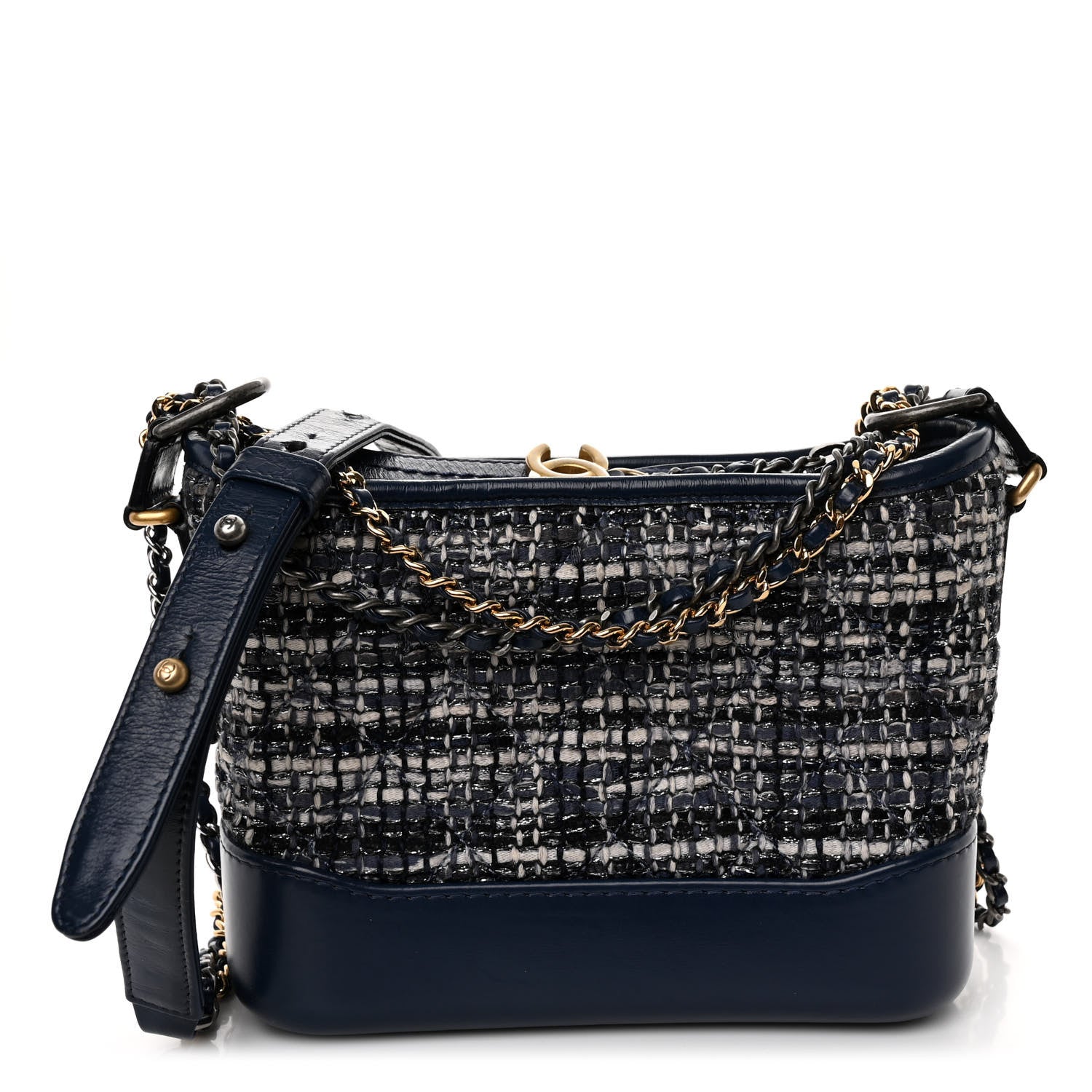 Chanel Tweed Calfskin Small Gabrielle Hobo Blue 1 of 10