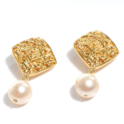 Chanel Pearl CC Dangle Clip On Earrings Gold 1 of 4